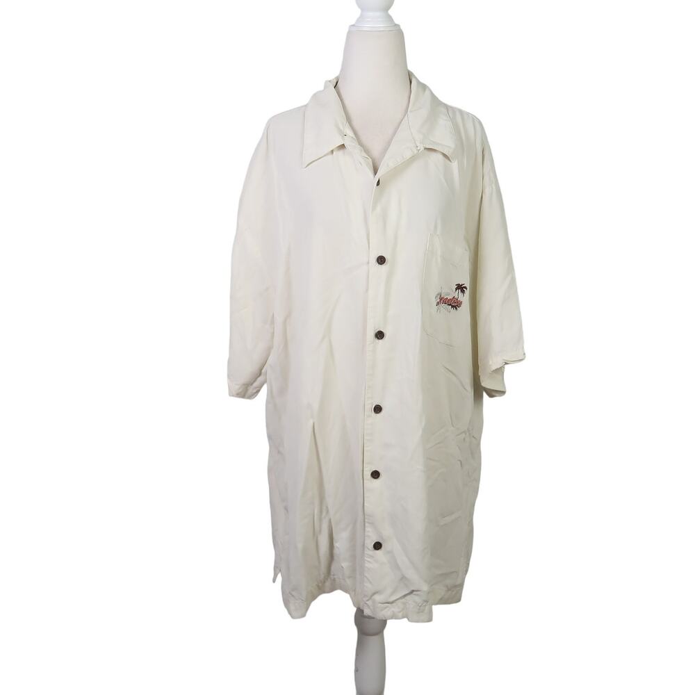 Disneyland Resort cream rayon Mickey Mouse embroidered button-down shirt Mens XL
